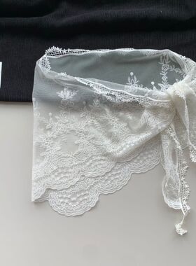 韩系白色蕾丝三角巾屁帘女春夏季