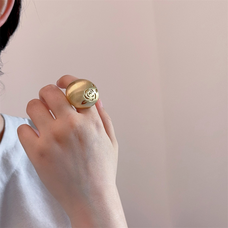 欧美夸张镂空花朵戒指女轻奢高级