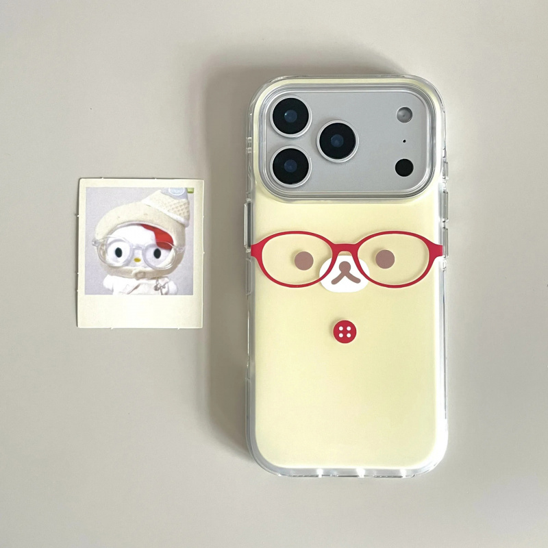 趣味红眼镜轻松熊适用苹果17Promax大孔IMD手机壳IP16/15可爱14套