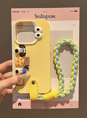 黄色萌掌门狗苹果15promax手机壳iphone13防摔14高级感12/11挂绳x