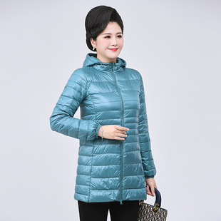 加肥加大码轻薄羽绒服女200斤胖mm中长款超轻便超薄款冬季妈妈装