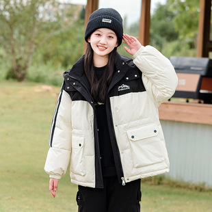 初高中学生羽绒服外套冬季新款少女大童女孩15岁撞色保暖运动休闲