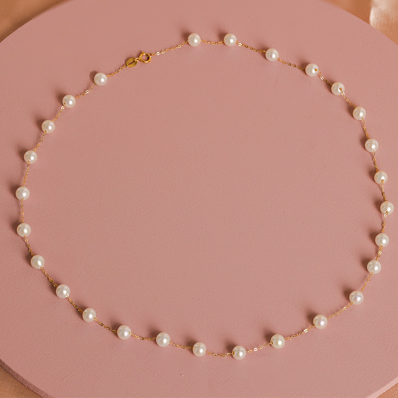 芮爱满天星珍珠项链18K金