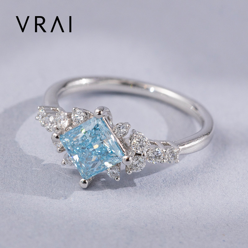 【培育】VRAI芮爱 漫天繁星公主方蓝钻婚戒 钻石戒指 IGI证书