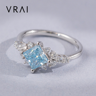 【培育】VRAI芮爱 漫天繁星公主方蓝钻婚戒 钻石戒指 IGI证书