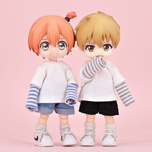 molly ob11娃衣 ymy素体 gsc粘土人 12分BJD娃娃衣服 条纹卫衣T恤