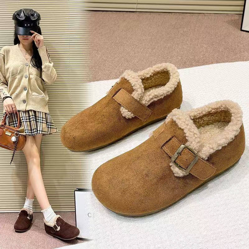 2025冬季新款加绒加厚保暖勃肯鞋女厚底增高短筒棉鞋