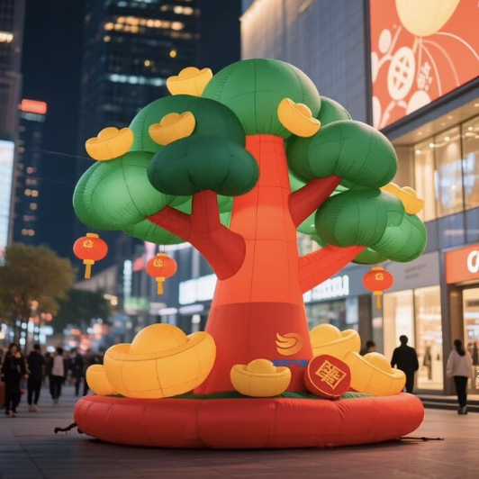 马年发财树气模充气羽绒棉服美陈