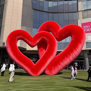 情人节毛绒爱心气模心形爱字模型商场户外景区活动布景美陈道具