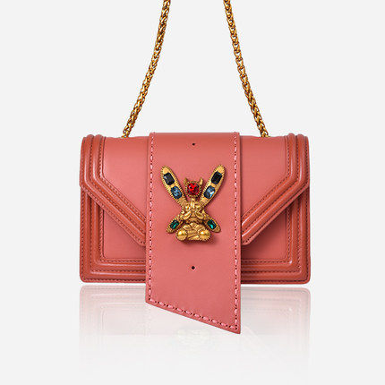 牛皮时尚潮流风单肩斜跨链条女包