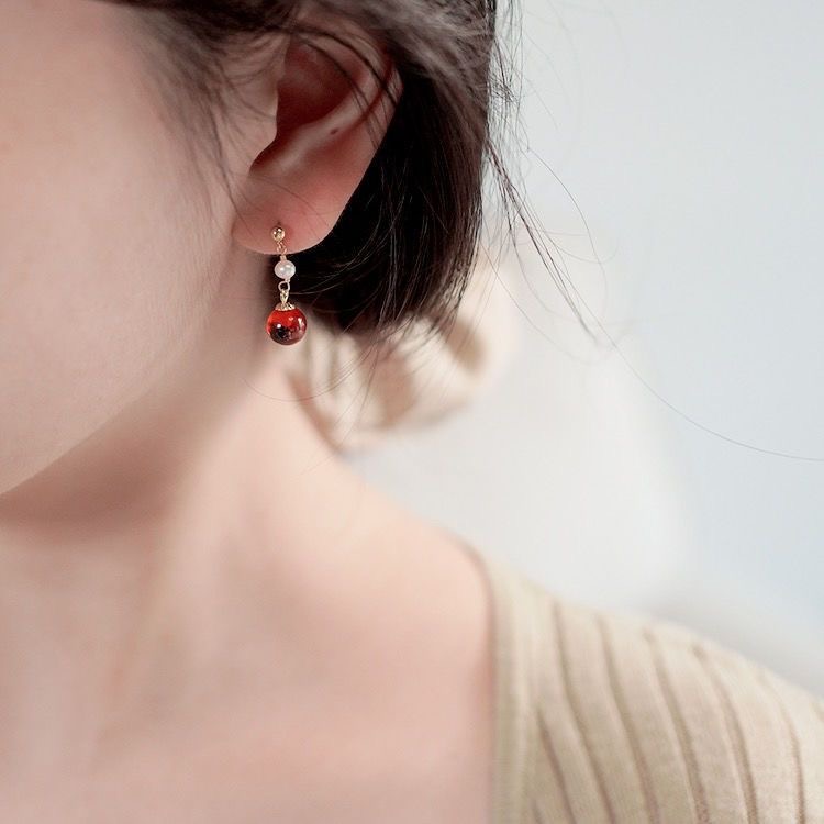 石榴石珍珠耳夹网红复古风结婚新中式优雅耳骨夹无耳洞耳环气质女