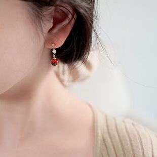 石榴石珍珠耳夹网红复古风结婚新中式优雅耳骨夹无耳洞耳环气质女