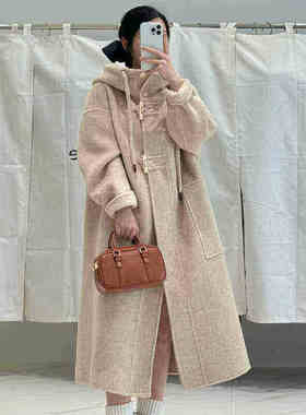 高级感双面羊绒大衣女长款2025年秋冬新款韩版连帽直筒羊毛呢外套