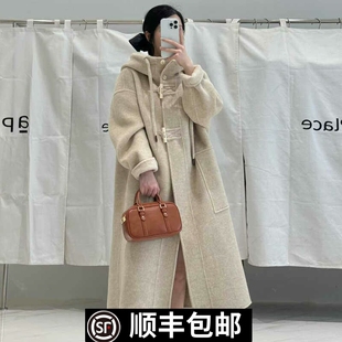 高级感双面羊绒大衣女长款2025年秋冬新款韩版连帽直筒羊毛呢外套