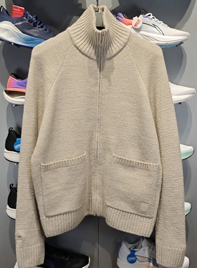 正品李宁编织衫男2024春秋新款潮流高领保暖宽松开衫外套AMBU007