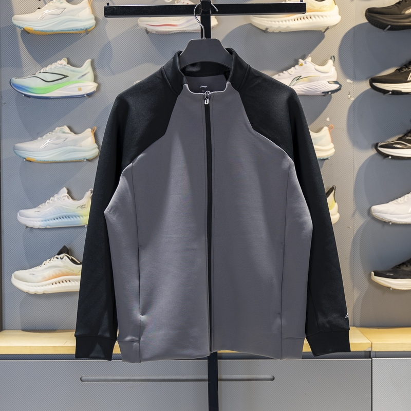 李宁男子立领开衫无帽卫衣