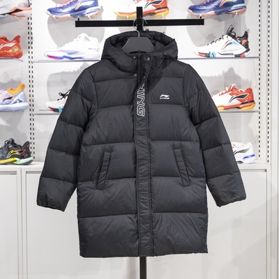 李宁保暖连帽中长款儿童羽绒服