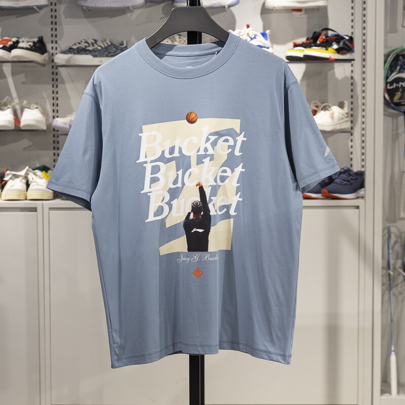 李宁短袖男子宽松短袖文化衫