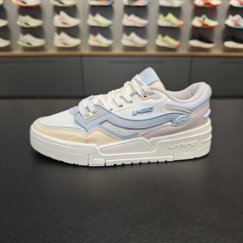 李宁车缝线系带女子低帮板鞋