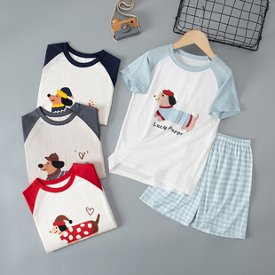 短裤 莱赛尔棉短袖 睡衣男女通用宽松 小朋友夏季 卡通儿童家居服套装