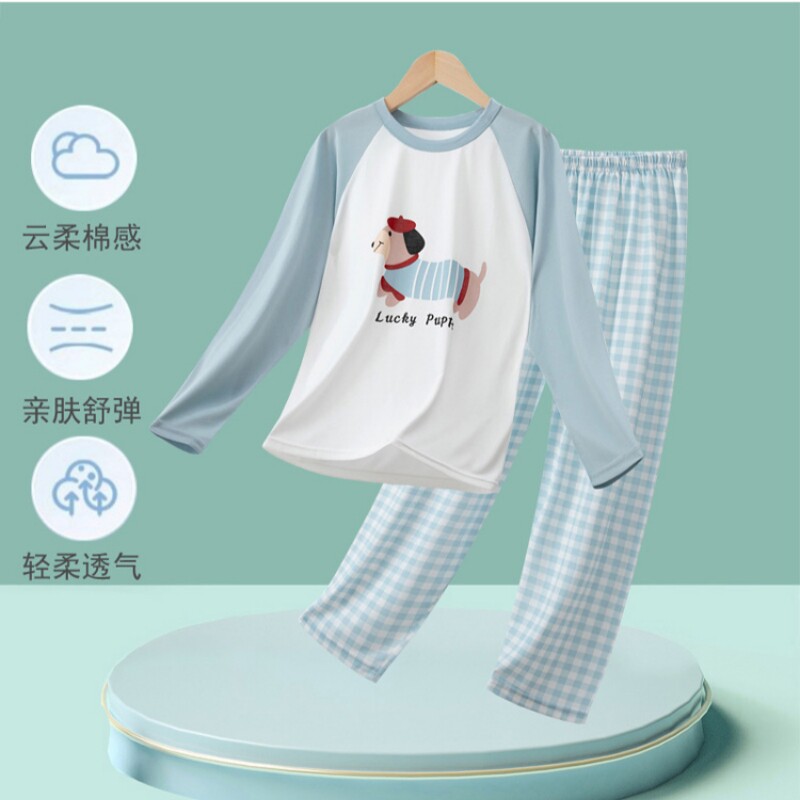 女童睡衣春秋夏季莱赛尔长袖长裤男儿童家居服套装2026新款正流行
