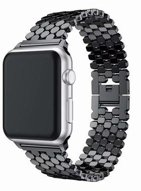 适用apple watch7/8/Series9Ultra2表带运动iwatch56代se苹果手表表带40mm/41/45/49男 潮留金属替换腕带个性