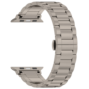 适用ultra1/2苹果手表表带applewatchultra纯钛金属腕带s9高级三株链式钛带iwatch8/7/6se创意三株男款45mm49