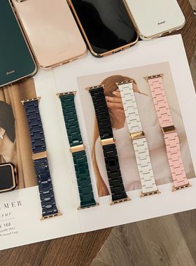 适用apple watch7/8/9/10代表带iwatc6se替换表带苹果树脂轻便亚克力手表带45mm42/44创意男女款新夏季潮牌41