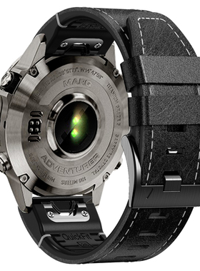 适用Garmin佳明fenix7/7x/fenix3/hr 8代51mm手表皮带真皮5x/fenix6x/plus/d2mk1/2快拆表带26mm佳明白线贴皮