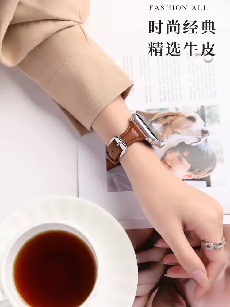 适用苹果手表iwatch8表带真皮小蛮腰applewatch s7/6/5/4/3se细款Ultra皮质s8透气41/44mm小众女款高级手表带