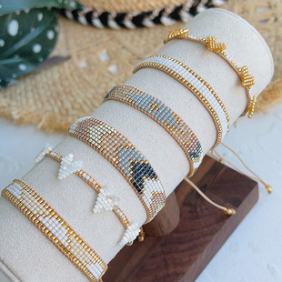 米白色系哥伦比亚百搭miyuki串珠进口米珠异域风情度假手链手环