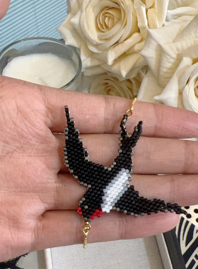 SHENEN春燕归来原创设计秋冬米珠进口手作中古风复古小耳环耳饰