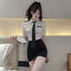 高腰包臀裙工作服套装 网红性感空姐jk主播职业装 领带衬衣