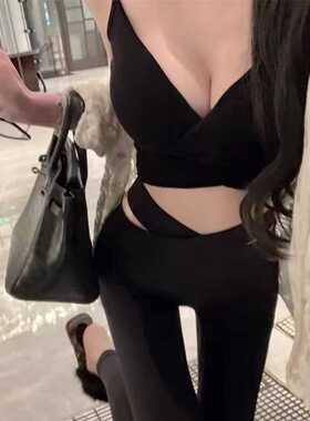 新款纯欲风别致吊带背心女露脐短款上衣夏季外穿内搭打底