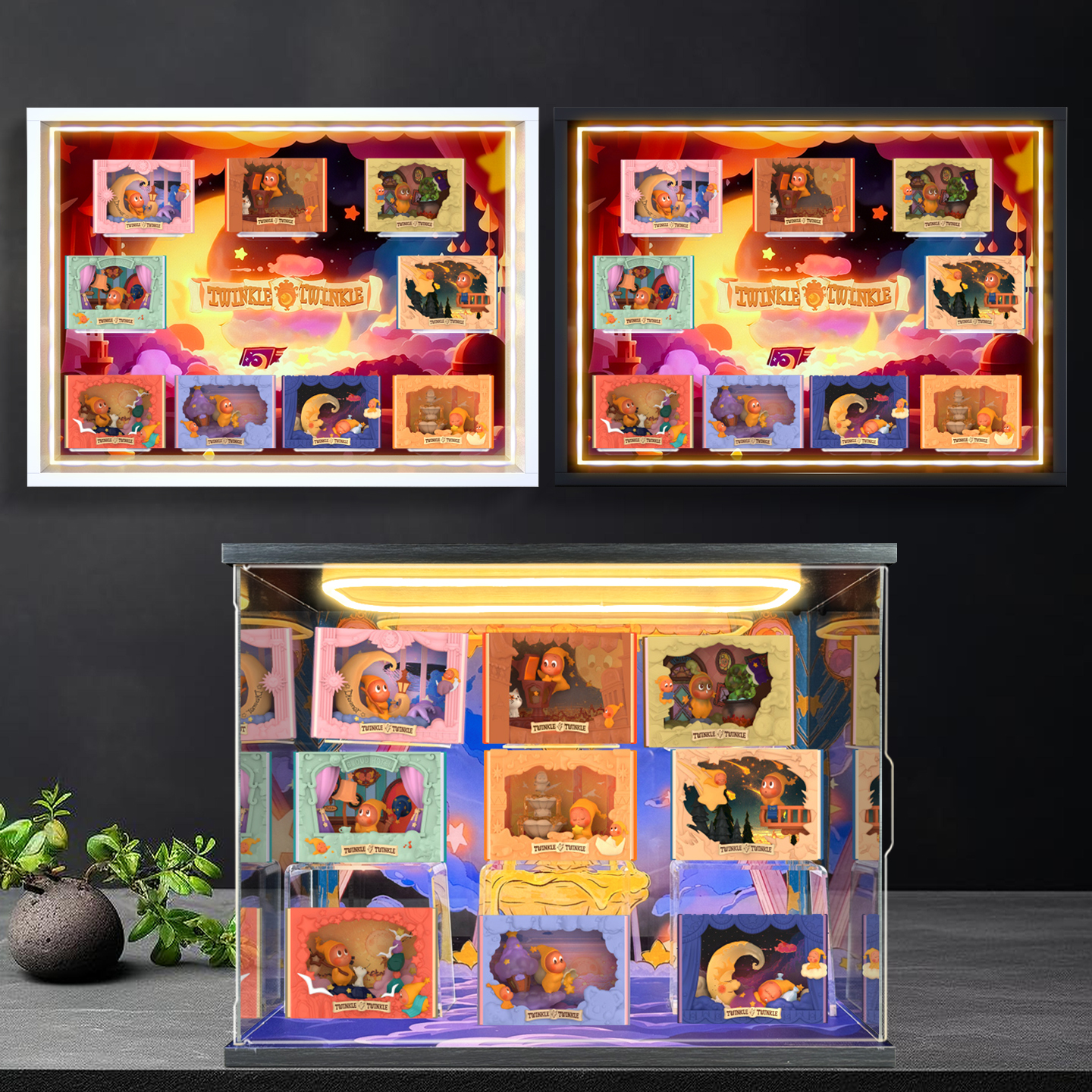 适用POPMART泡泡玛特星星人点亮系列场景手办盲盒场景防尘收纳盒