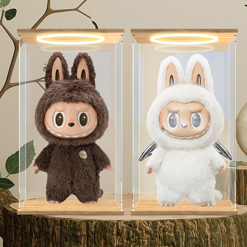 适用泡泡玛特zimomo labubu 大首领阴晴大天使公仔 亚克力展示盒
