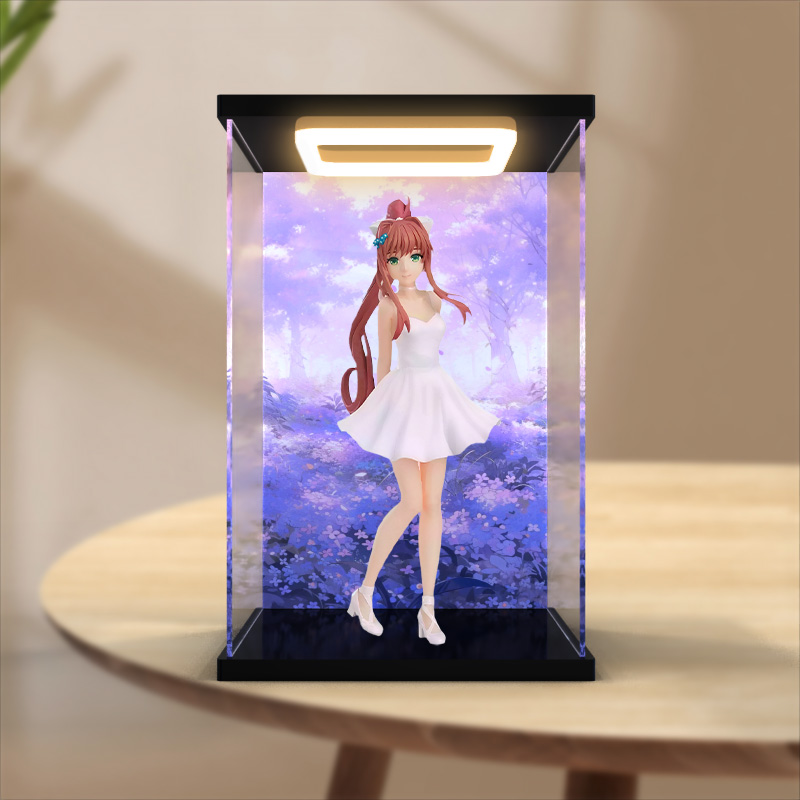 亚克力手办高清展示盒适用心跳文艺部莫妮卡礼服连衣裙模型收纳盒