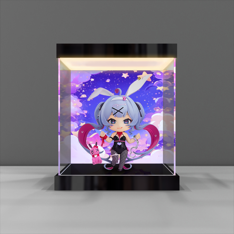 适用AOWOBOX 手办 初音未来 兔子洞粘土人灯箱款亚克力高清收纳盒