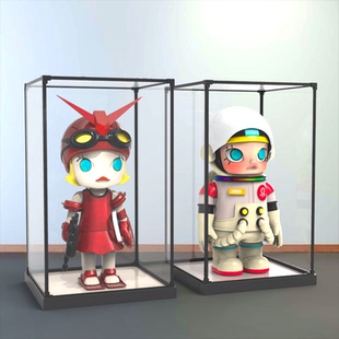 适用POPMART泡泡玛特MOLLY宇航员MEGA1000%400%亚克力防尘展示盒