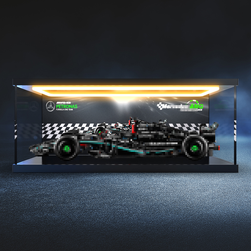 回灯亚克力透明展示盒 适用42171梅赛德斯奔驰F1赛车模型防尘罩