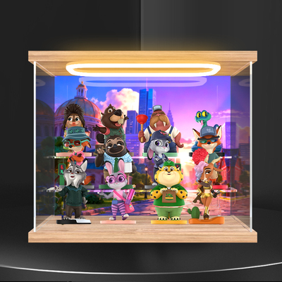 盲盒灯光收纳盒适用泡泡玛特迪士尼疯狂动物城疯狂再续系列手办