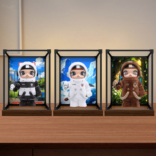 适用泡泡玛特MOLLY咱们裸熊熊猫白熊棕熊400%手办合金框收纳盒