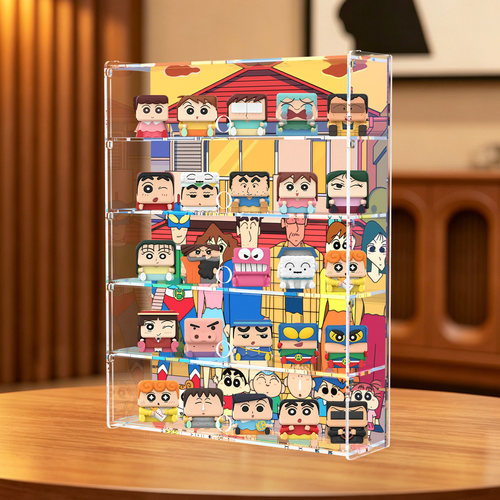 冰鹏适用泡泡玛特蜡笔小新POPCUBE-1-2-3系列手办盲盒分层收纳盒