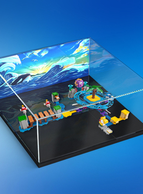 展示盒适用乐高71400海胆大哥的冲浪扩展关卡积木拼装收纳防尘罩
