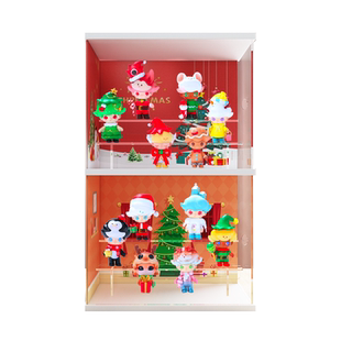 POPMART泡泡玛特圣诞主题场景展示盒DIMOO盲盒公仔收纳盒桌面防尘