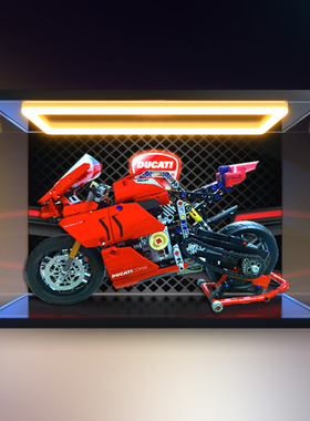 适用科技系列机械42107杜卡迪V4R摩托车模型防尘罩回灯高清收纳盒