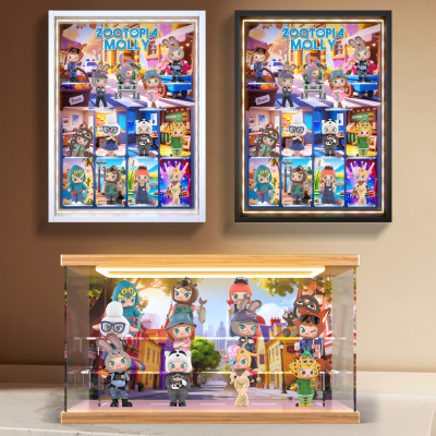 适用泡泡玛特MOLLY × 疯狂动物城联名系列手办盲盒相框收纳盒