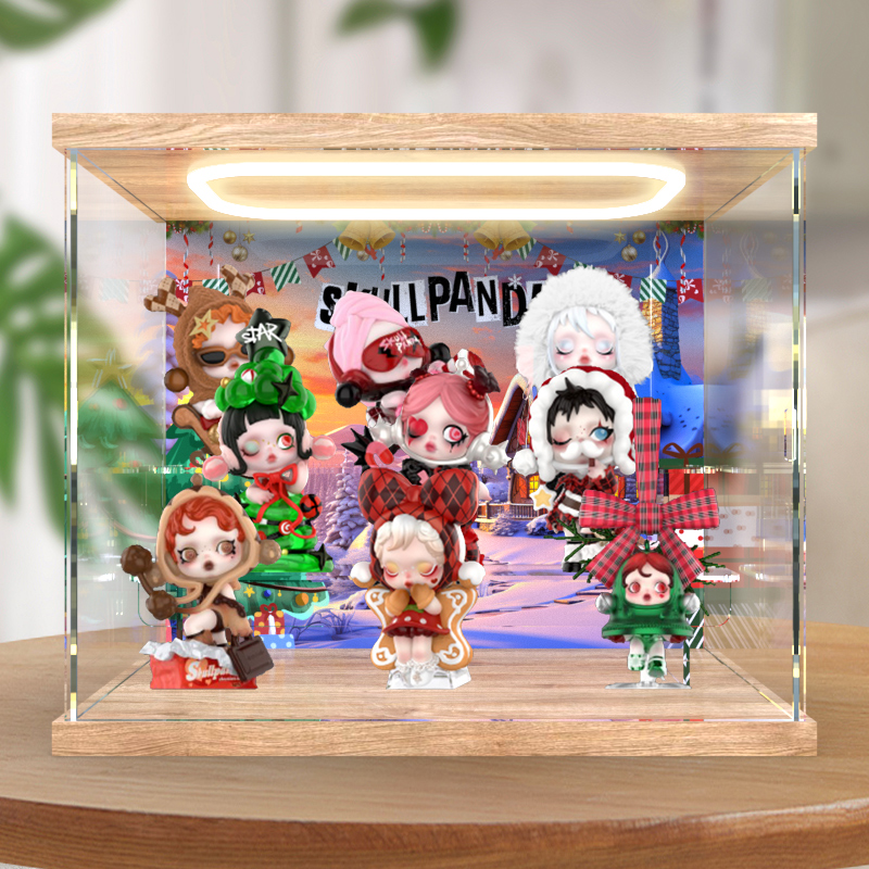 适用泡泡玛特SKULLPANDA许愿时间到系列sp盲盒亚克力回形灯收纳盒