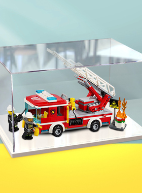 亚克力展示乐高60107 城市救援云梯消防车手办收纳盒防尘