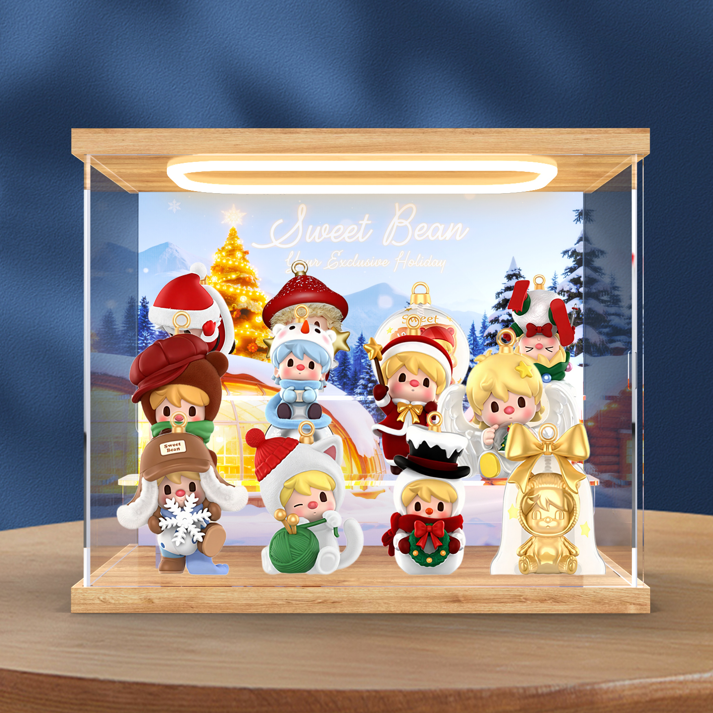 适用泡泡玛特小甜豆属于你的节日系列手办盲盒防尘罩回型灯收纳盒